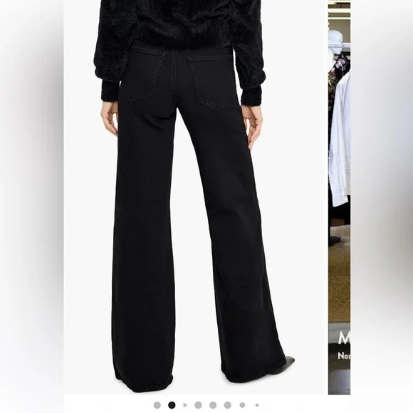 Good American Soft tech good waist Black Wide-Leg High-Waist Palazzo jeans - Picture 10 of 11